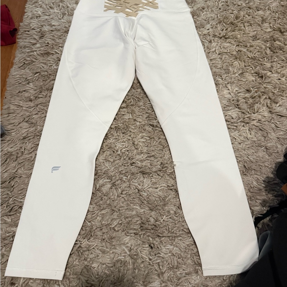 Fabletics Ivory Leggings with Subtle Logo